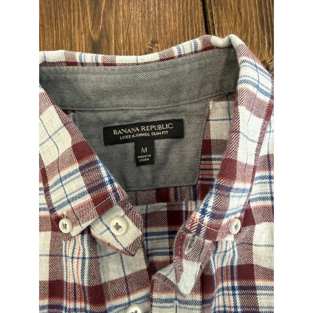 BANANA REPUBLIC Luxe FLANNEL Long Sleeve 100% COTTON Button Up SLIM FIT Medium